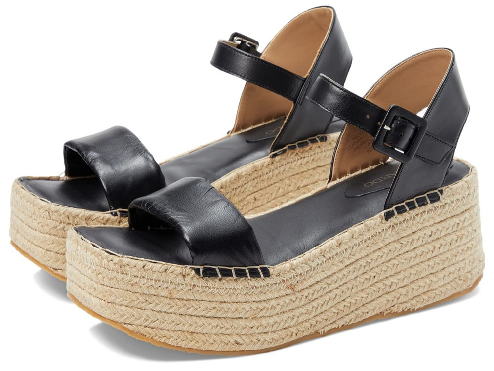 Bernardo Mallorca Espadrille Platform Sandal Black Nappa Mestico 8.5 M